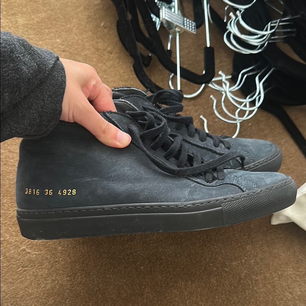 Common Projects Navy Suede Hightop Sneakers